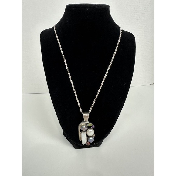 Desert Rose Trading White And Black Pearls Ruby In Sterling Silver - Picture 2 of 4